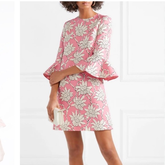 Robe Valentino Pop Flower à Col Noué Manches Longues - Taille 10 Neuve Avec étiquettes ($2690 Valeur)